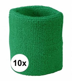 10x Groen zweetbandje voor pols - zweetbandjes