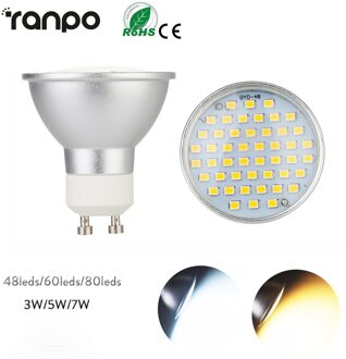 10X GU10 Led-Spot Lampen 3W 5W 7W Vervangen Halogeen 15W 25W 35W Lamp ac 220V 2835 Smd Cool Warm Wit Spot Light 48/60/80 Leds warm wit / 5w
