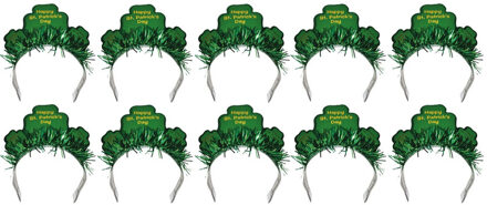 10x Happy St. Patricks day diadeem/haarband voor volwassenen - St. Patricksday verkleedaccessoires haarbanden/diademen