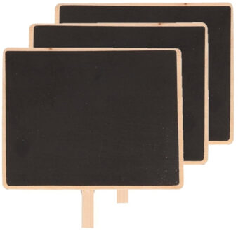 10x Houten memo krijtbordjes met knijper 15 x 12 cm - Schoolbord knijpers van hout