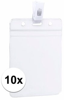 10x ID badgehouder met bevestigings clipje 8,5 x 12,2 cm