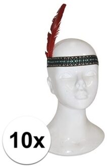 10x Indianenband met veer kinderen