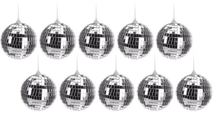 10x Kerst discoballen zilver 10 cm - kerstballen spiegelbollen / spiegelballen 10 stuks