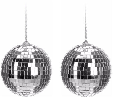 10x Kerstboom decoratie discobal kerstballen zilver 6 cm