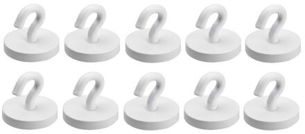 10x Kunststof ophang magneet met haak 2 cm - Ronde magnetische haakjes