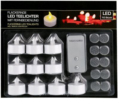 10x LED theelichtjes/waxinelichtjes 3,5 cm inclusief afstandsbediening - LED kaarsen Wit