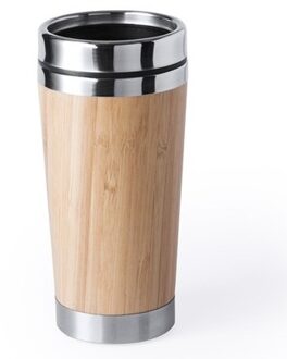 10x Luxe bamboe/RVS reis beker voor koffie of thee 500 ml