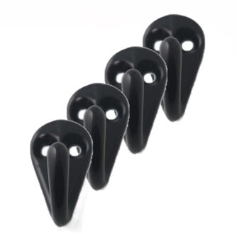10x Luxe kapstokhaken / jashaken zwart met enkele haak - 3,6 x 1,9 cm - aluminium kapstokhaakjes / garderobe haakjes