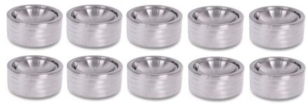 10x Mat chroom klepasbakken/terrasasbakken 11 cm - Buiten asbakken - Tafelaccessoires - Tuin artikelen