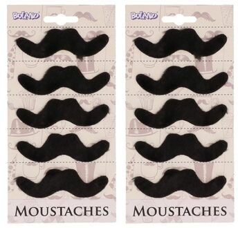 10x Mexicaanse snorren zelfklevend - Verkleed accessoire - Carnaval - Mexico themafeest