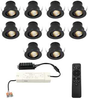10x - Mini LED spotjes 12V IP44 Dimbaar via Zwart