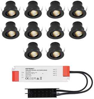 10x - Mini LED spotjes 12V IP44 Zwart