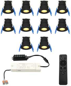10x - Mini LED spotjes 12V IP65 Dimbaar via Zwart