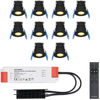 10x - Mini LED spotjes 12V IP65 Dimbaar via Zwart