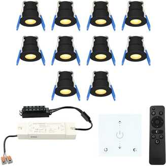 10x - Mini LED spotjes 12V IP65 Zwart