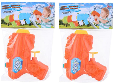 10x Mini waterpistolen/waterpistool oranje van 12 cm kinderspeelgoed