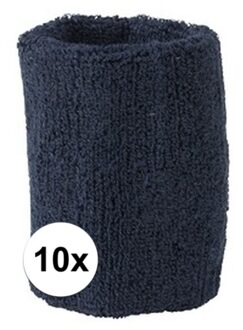 10x Navy blauw zweetbandje voor pols