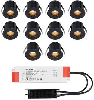 10x Olivia - Mini LED spotjes 12V IP44 Zwart