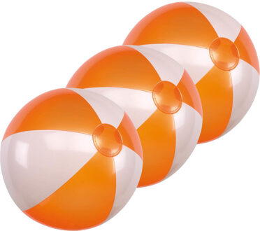 10x Opblaasbare strandballen oranje/wit 28 cm speelgoed