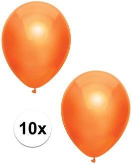 10x Oranje metallic ballonnen 30 cm - Ballonnen