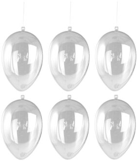 10x Paasdecoratie hangend plastic DIY paasei 6 cm - Feestdecoratievoorwerp