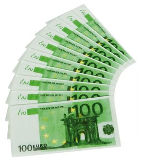 10x papieren servetten honderd Euro biljetten