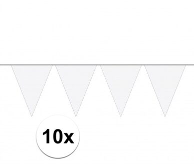 10x Party vlaggenlijn wit effen