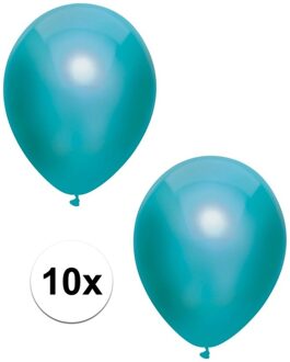 10x Petrol blauwe metallic heliumballonnen 30 cm - Ballonnen