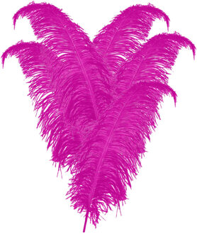 10x Pieten veren/struisvogelveren fuchsia roze 50 cm - Sinterklaas feestartikelen - Sierveren/decoratie pietenveren - Spadonis veren