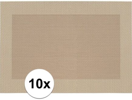 10x Placemats beige/bruin geweven/gevlochten met rand 45 x 30 cm - Bruine placemats/onderleggers tafeldecoratie - Tafel dekken