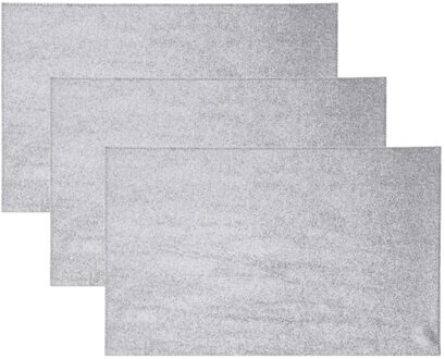 10x Rechthoekige glitter placemats/onderleggers zilver 44 x 29 cm