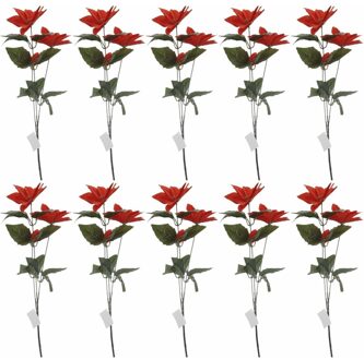10x Rode Kerstster bloem 66 cm