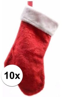 10x Rode Pluche Kerstsokken 40 Cm - Kerstsokken Rood