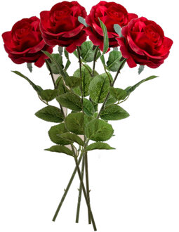 10x Rode rozen Marleen kunstbloemen 63 cm