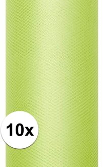 10x rollen tule stof licht groen 0,15 x 9 meter