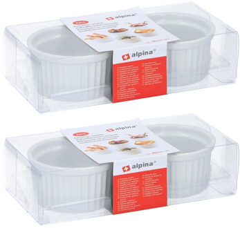 10x ronde mini ovenschaaltjes keramiek wit 9 cm - Ovenschalen/braadsledes - Ovenschotel schalen - Bakvorm