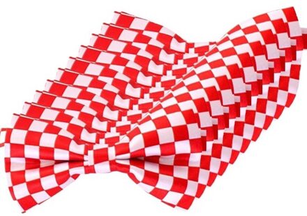 10x Rood/wit geblokte Brabant vlinderstrikjes 12 cm voor dames/heren - Noord-Brabant thema verkleedaccessoires/feestartikelen - Vlinderstrikken/vlinderdassen met elastieken sluiting