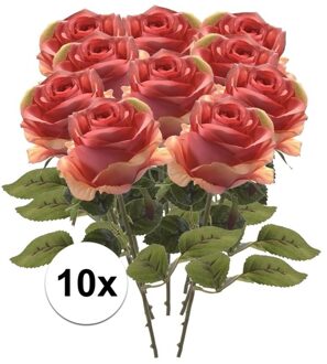 10x Rose Roos steelbloem 45 cm - Kunstbloemen