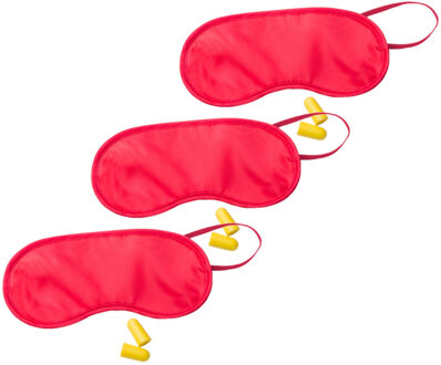 10x slaapmasker met oordoppen - rood - verduisterend travel masker