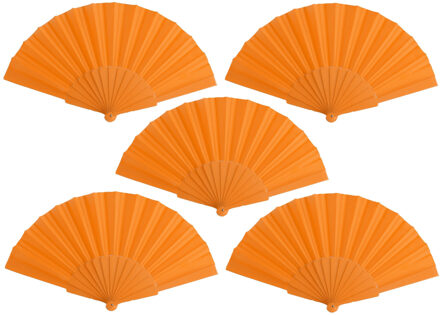 10x Spaanse handwaaiers oranje 23 cm - Festival waaier - Spaanse waaier - Oranje artikelen