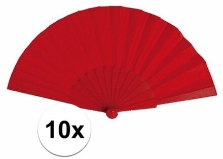 10x Spaanse Handwaaiers rood 23 cm