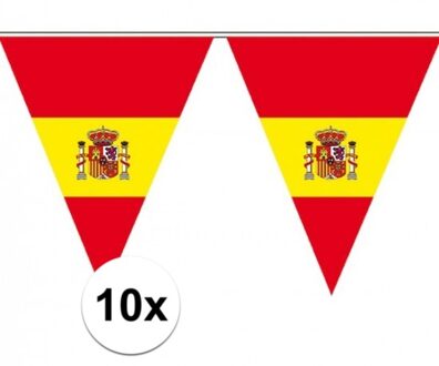 10x Spanje supporter vlaggenlijnen 5 meter - Spaans thema - Spaanse vlag decoratie