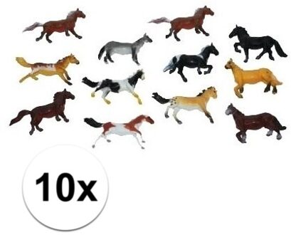 10x speel paardjes gemaakt van plastic 6 cm