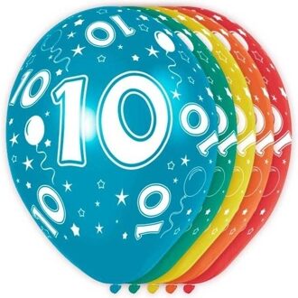 10x stuks 10 Jaar thema versiering heliumballonnen 30 cm