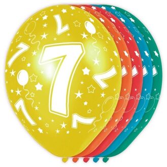 10x stuks 7 Jaar thema versiering heliumballonnen 30 cm