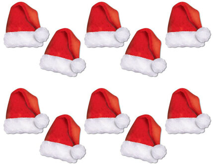 10x Stuks kerstmutsen wand/tafel kerstdecoratie karton 13 cm - Feestdecoratieborden Multikleur