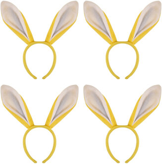 10x stuks konijnen/bunny oren geel met wit voor volwassenen 27 x 28 cm