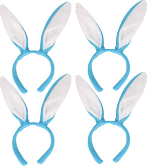 10x stuks konijnen/bunny oren licht blauw met wit voor volwassenen 27 x 28 cm