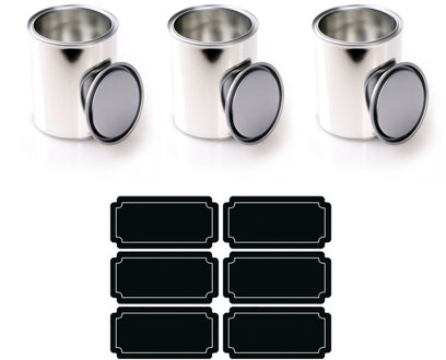 10x stuks lege blikken met deksel en krijt labels/etiketten