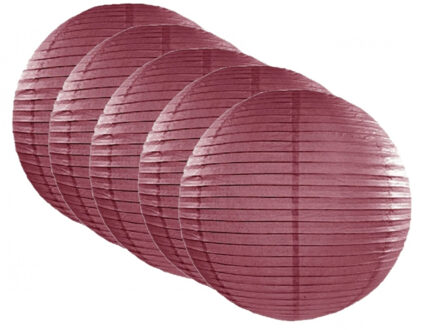 10x stuks luxe bol lampionnen bordeaux rood 35 cm - Feestartikelen en versieringen